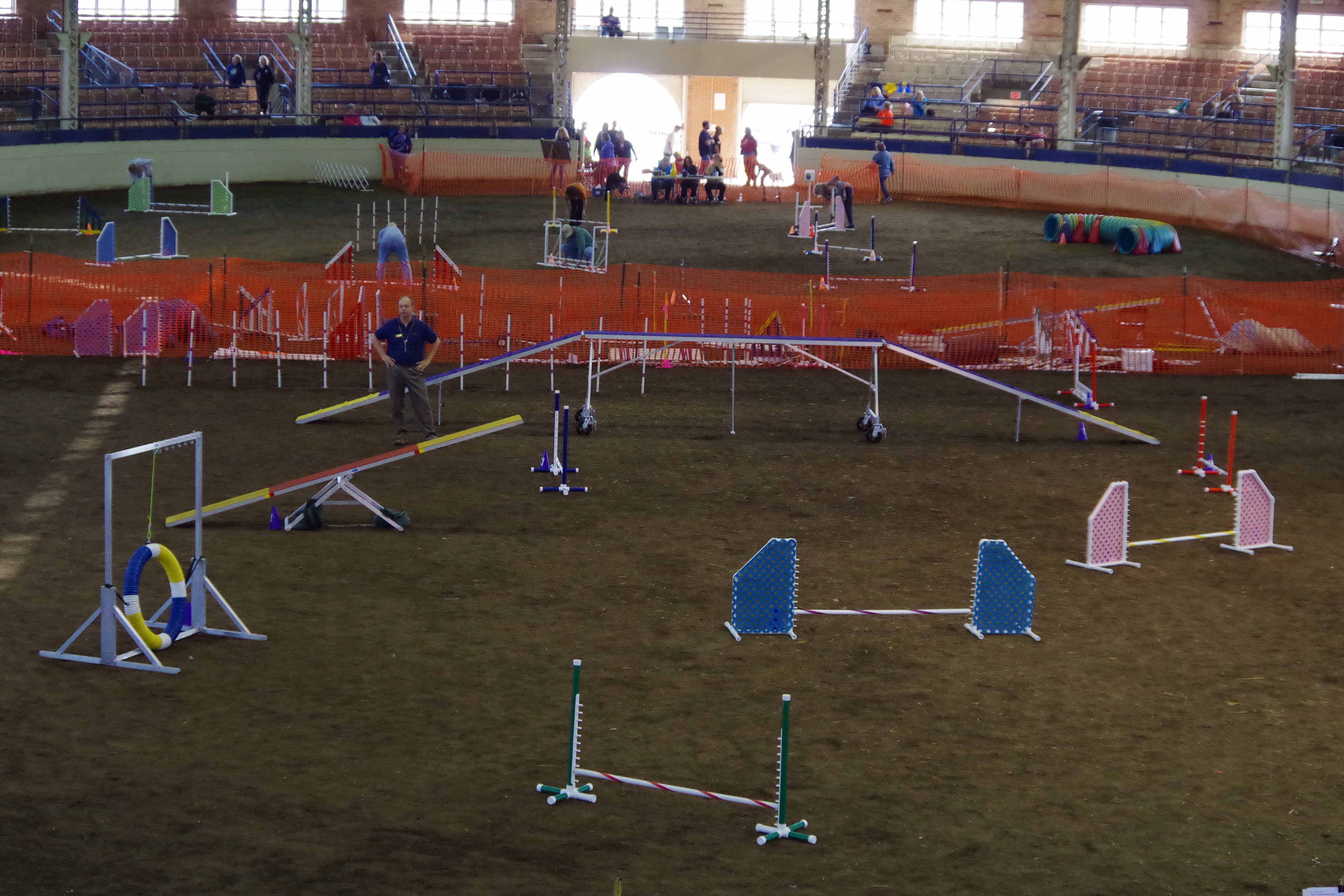 Agility Rings with dirt floors at the Coliseum of Springfield Illinois' state fairgrounds