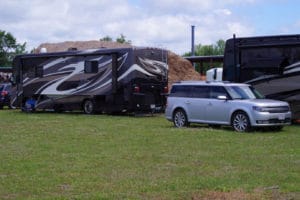 Large rig RV parking on grass, TNT, Midland MI