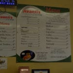 Avante's Dome menu