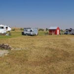 RV's camped in the dry camping area at Yellowstone Dog Sports, Roberts MT