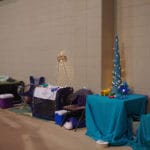 Christmas decor on dog crates at MSU Livestock Pavilion, Lansing MI