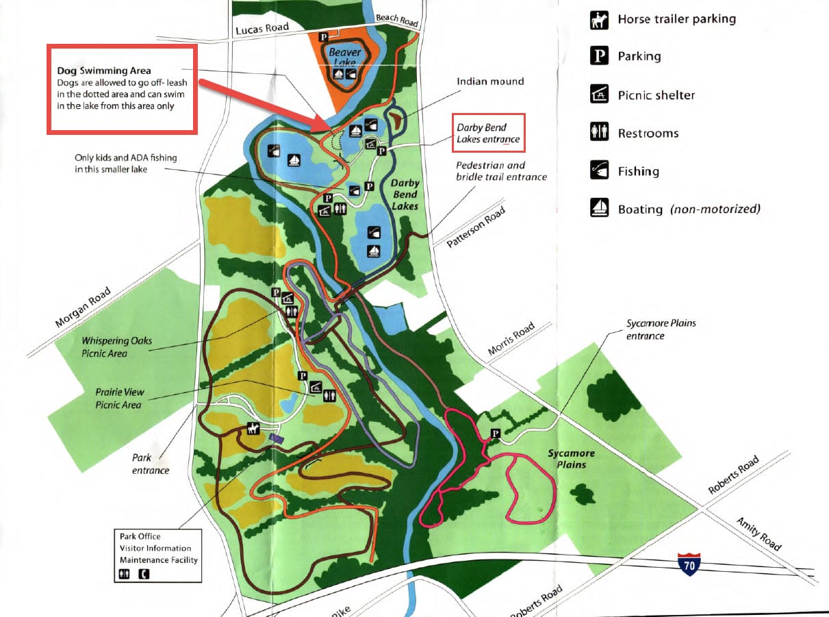 Trail map of Prairie Oaks Metro Parks, Hilliard OH