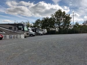 RV parking on gravel at Great Smokey Mountain Expo Center, WhitePine TN