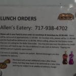 Allen's Eatery lunch order instructions BellaVistaTraining-LewisberryPA
