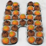 letter "H" in Mach made from cupcake candies