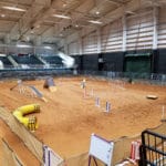 standard agility ring view with dirt floor, taken from above at Turner Agri-Civic Center, Arcadia FL