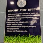 Indoor Turf Rules sign at Silver Street Park, New Albany IN