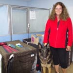 Handler and her dog displaying award ribbon for Highest Scoring German Shepherd,Fusion Pet Retreat, Minnetonka MN