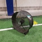 Industrial floor fan next to agility ring to circulate air in the center Yellow Breeches Sports Center, New Cumberland PA