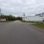 View of fairgrounds entrance from road, South St. Louis County Fairgrounds, Dirt Floor Arena, Proctor MN