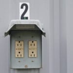 Two 120 Electrical outlets in one box for RV use at South St. Louis County Fairgrounds, Dirt Floor Arena, Proctor MN