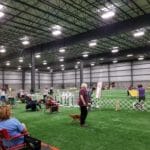 Staging and viewing area before agility ring at Yellow Breeches Sports Center, New Cumberland PA
