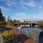 View of Chena River in Downtown Fairbanks AK