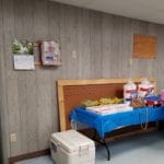Long covered table with fruit and donuts for volunteer workers, Dog Training Club of St. Petersburg, St. Petersburg FL