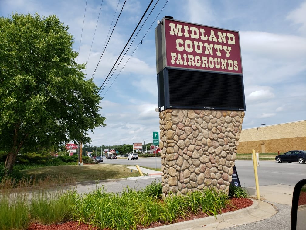 midland county fairgrounds sign and entrance