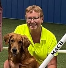 Ann D’Hondt and her dog Aim!