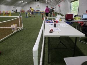 Gate into agility ring at highest hope dog sports, grand blanc mi