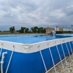 view of dock jumping pool for dogs full of water - agility at the farm, campton hills, il