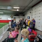 crowded trial viewing area from side - agility at the farm, campton hills, IL