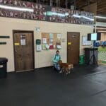 co-ed restroom off crating area at forest city dog training club in love's park il